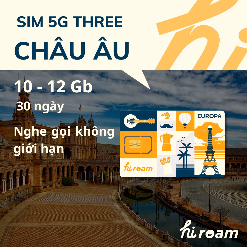 SIM Châu Âu Nghe gọi Unlimited (Three UK)