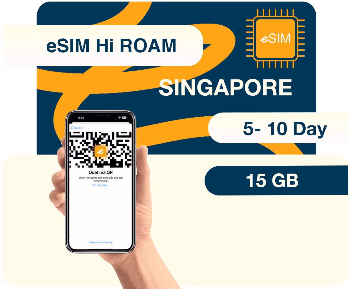 eSIM 5G Singapore 15GB, Unlimited 256kbps