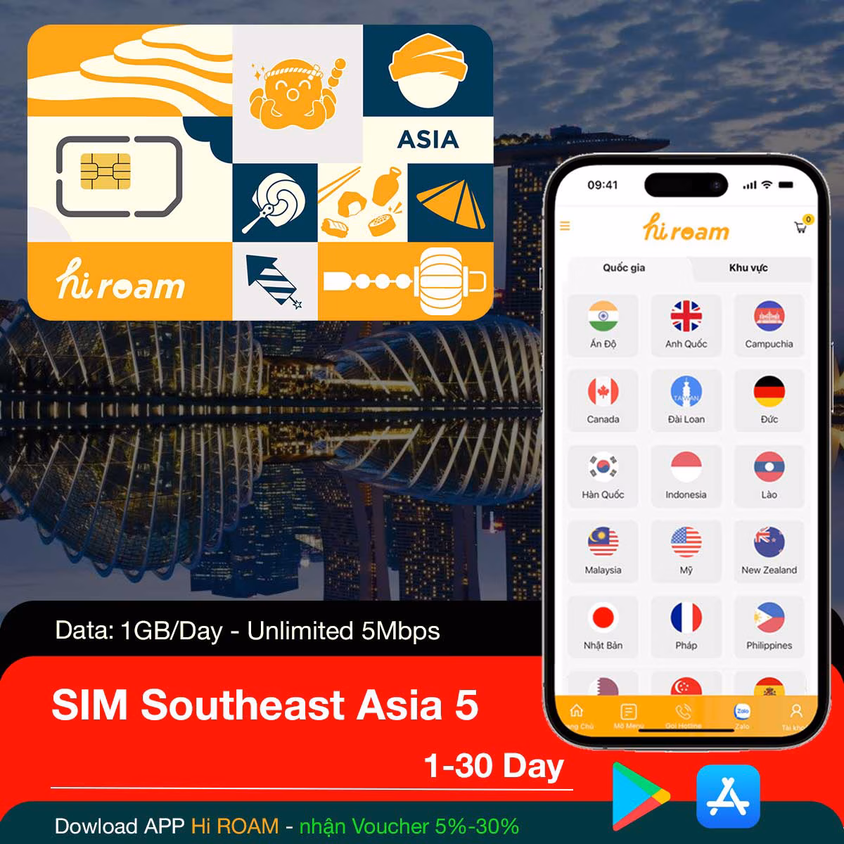 SIM Đông Nam Á 6 Nước