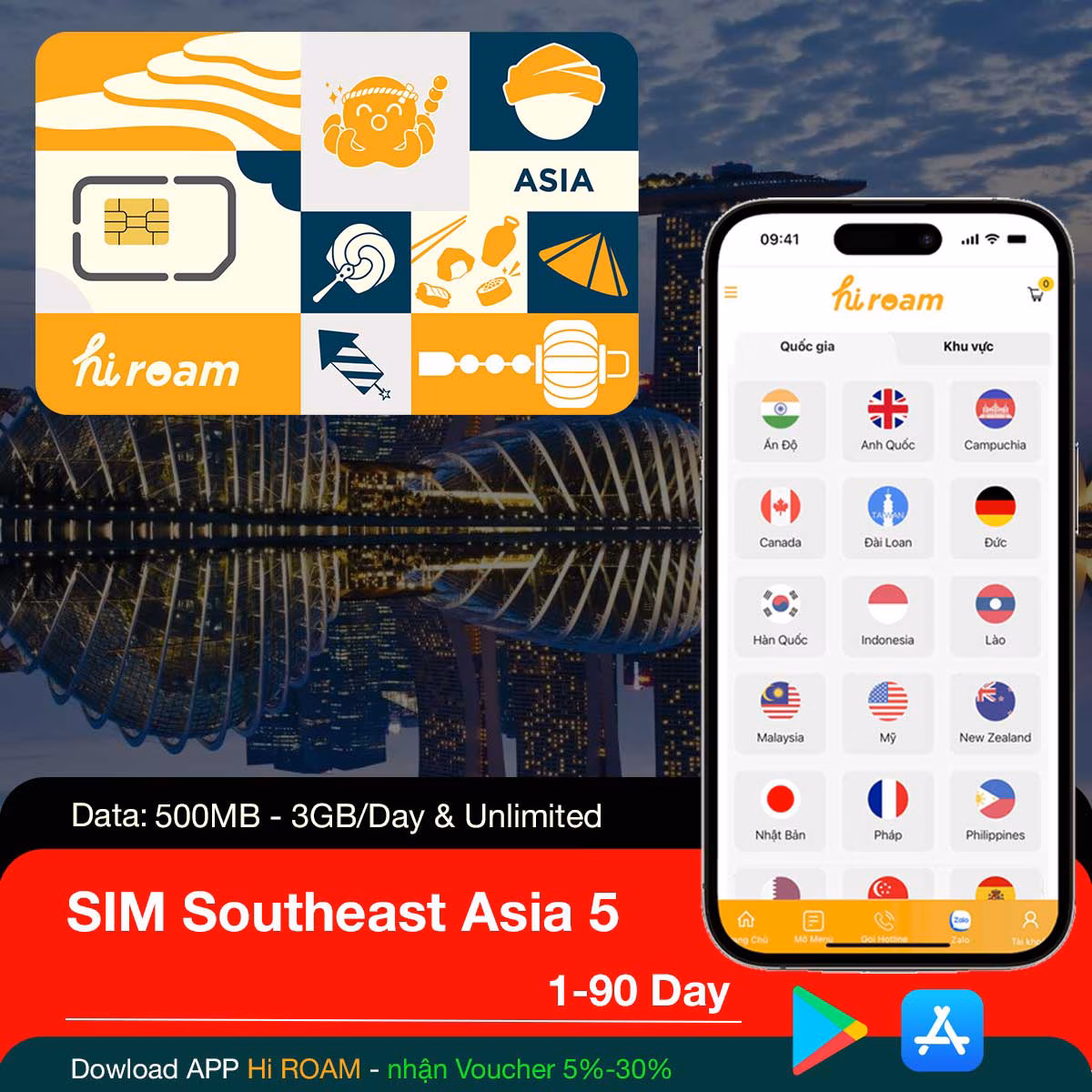 SIM Đông Nam Á 6 Nước