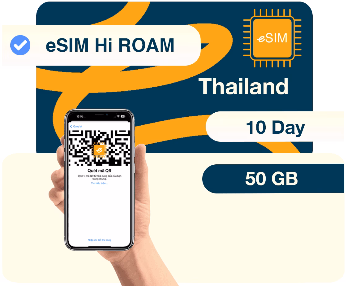eSIM Thái Lan 50 GB - 10 DAY Unlimited 384kbps