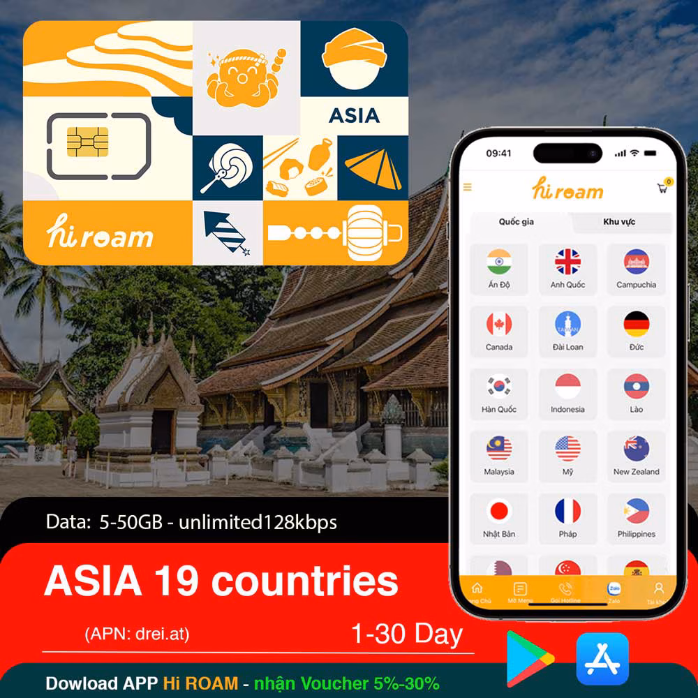 SIM 19 Nước Châu Á