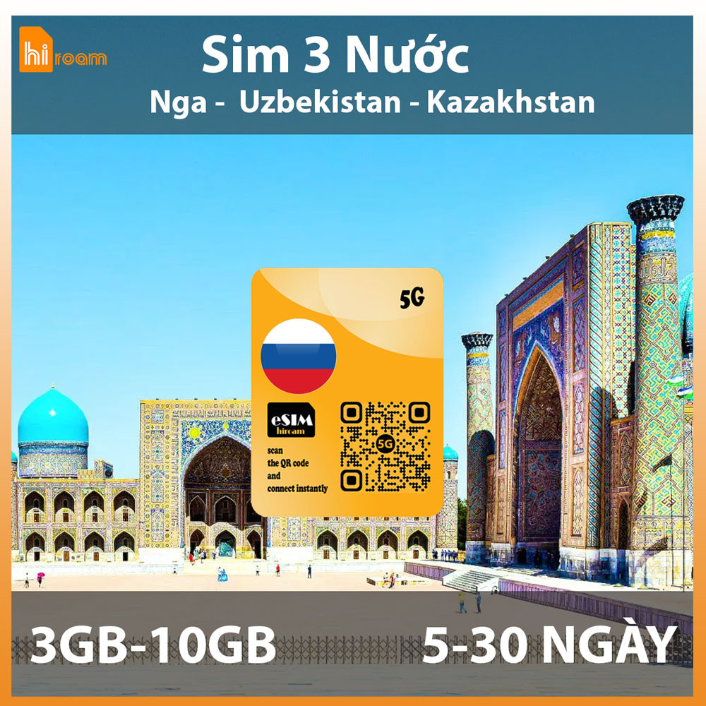 eSIM 3 Nước Nga, Kazakhstan, Uzbekistan
