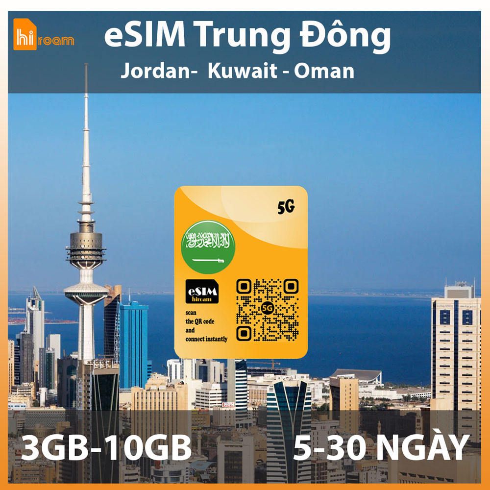 eSIM 3 Nước Jordan, Kuwait, Oman