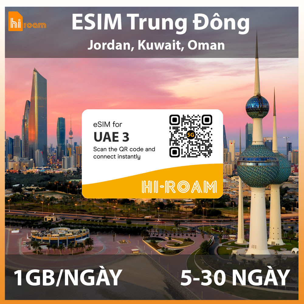 eSIM 3 Nước Jordan, Kuwait, Oman